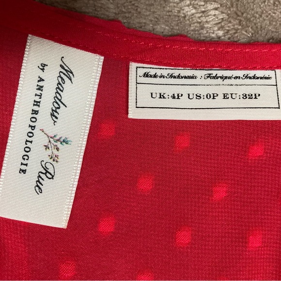 Anthropologie Meadow Rue Minetta tiered dress - size US 0P red colour - Picture 6 of 10